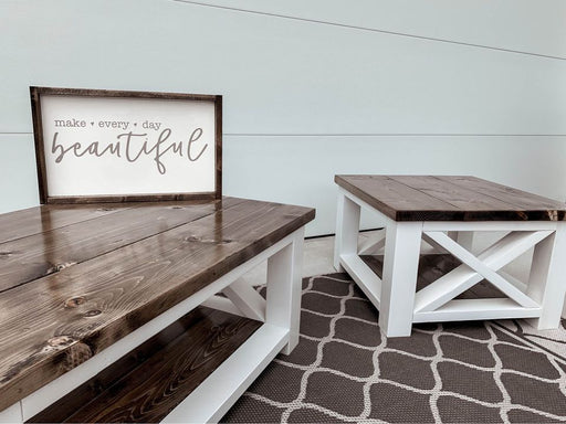 Farmhouse Style Coffee Table + End Table Set | Furniture