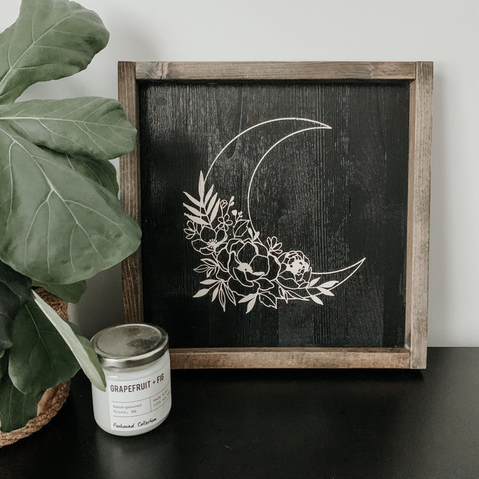 (Ready to Ship) Floral Moon | Framed Sign