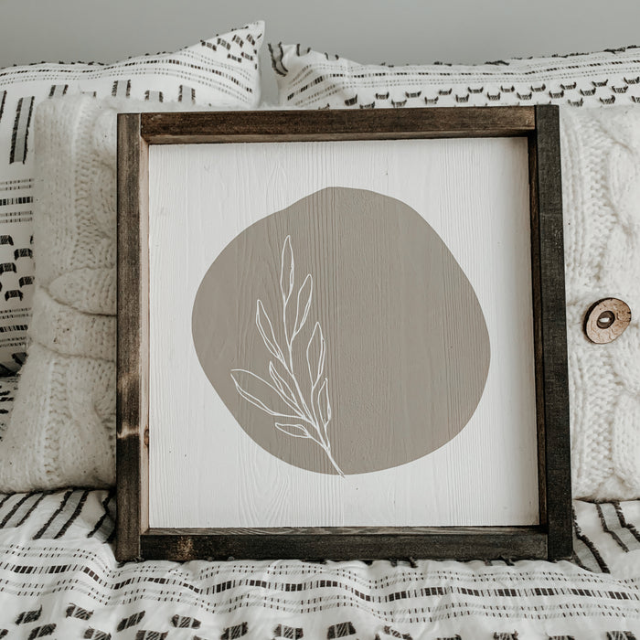 (Ready to Ship) Minimal Floral (Taupe Circle) | Framed Sign