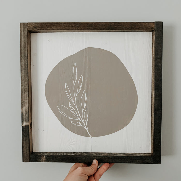 (Ready to Ship) Minimal Floral (Taupe Circle) | Framed Sign