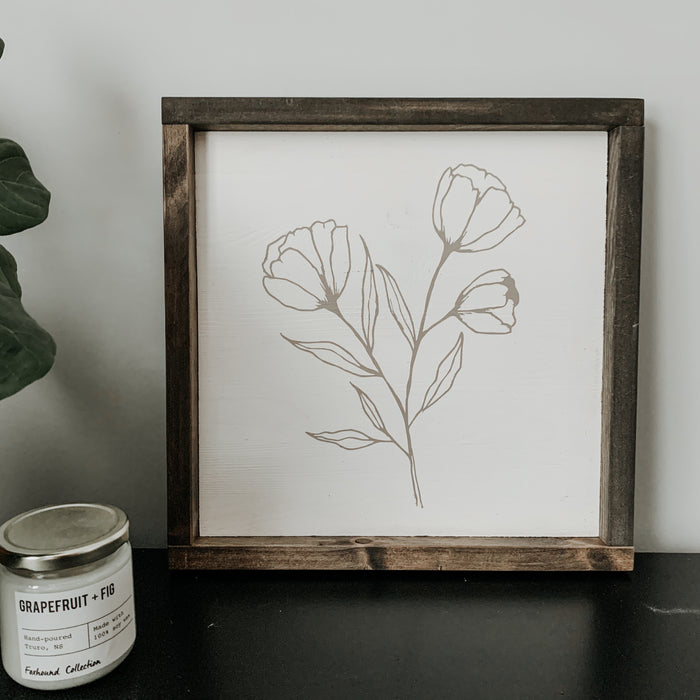 (Ready to Ship) Minimal Floral (Line Drawing) | Framed Sign