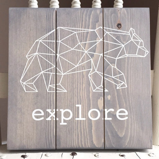 Explore Sign, Geometric Bear Sign, Explore Bear Sign, Explore Nursery Sign, Origami Bear, Polygonal Bear, Adventure Nursery, Geometric Bear